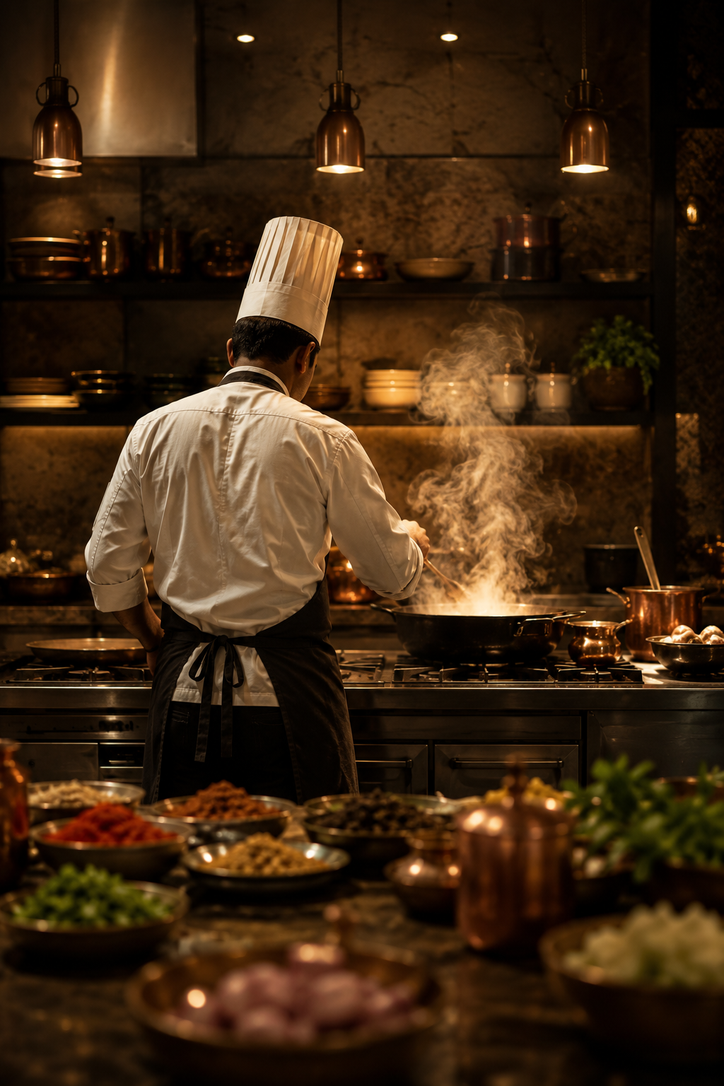 Cooking in progress at The Indian Kitchen