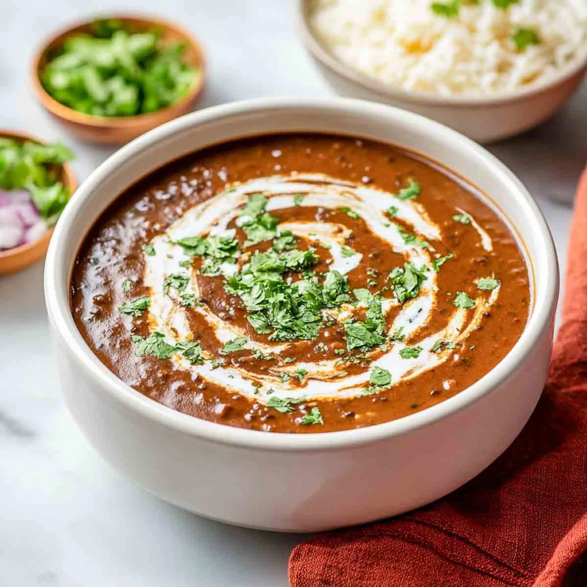 Dal makhani garnished with cream